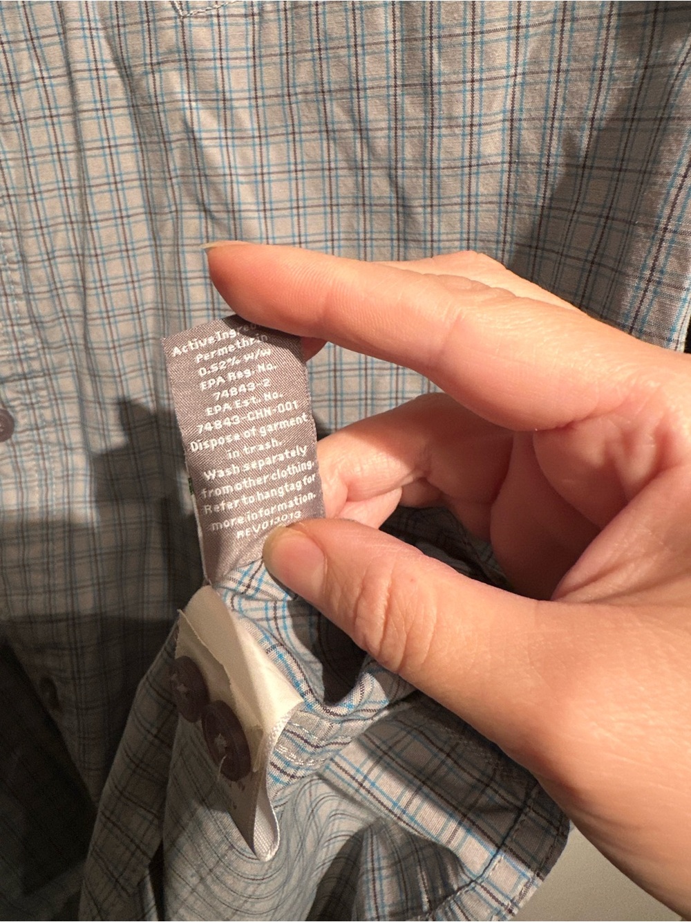 Toad&Co Insect Shield Gray Mini Check Pattern Button Down Shirt - Picture 4 of 5